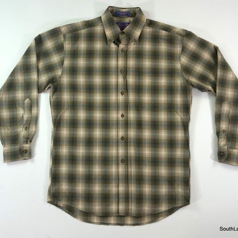 Sir Pendleton 100% Wool Plaid Button Front Shirt … - image 1
